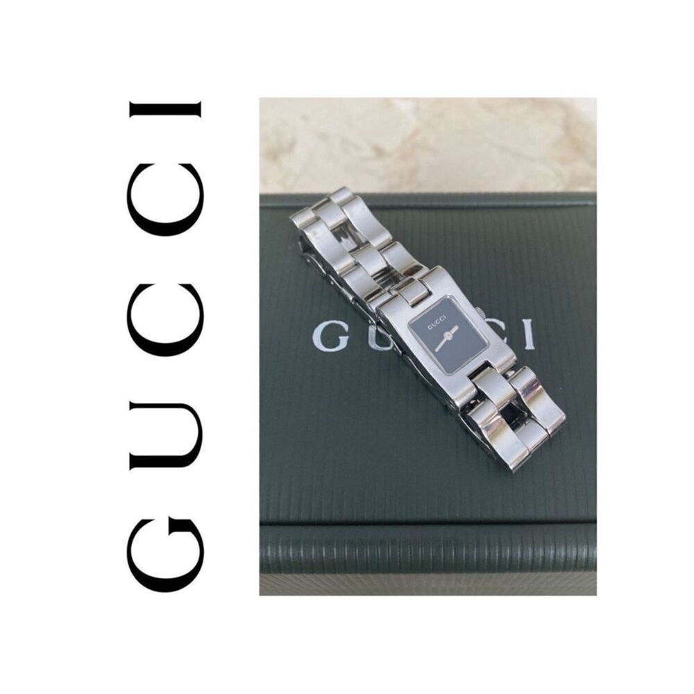 Gucci 2305L Chunky Modernist Stainless Steel Link Water Resistant Wristwatch